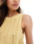 ASOS DESIGN knitted tank top in boucle yarn with ladder stitch detail in yellow