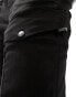 Pull&Bear straight leg cargo trouser in black