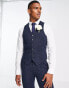 Noak Harris Tweed slim suit waistcoat in navy herringbone