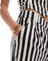 ASOS DESIGN wide leg dad trousers with linen in mono stripe co-ord