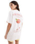 Miss Selfridge Strawberry Daiquiri oversized t-shirt in white