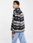 ASOS DESIGN longline wool blend harrington jacket in aztec print