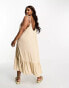 Vero Moda Curve tie shoulder beach maxi dress in cream