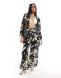 New Look printed beach trouser in black