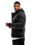 Tommy Hilfiger mix quilt hooded jacket in black