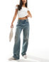 Mango straight leg oversized jeans in light blue