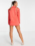 Annorlunda wide shoulder cut-out blazer dress in grenadine coral