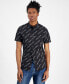 Men's Stretch Short Sleeve Button-Front Logo Print Shirt, Created for Macy's