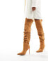 ASOS DESIGN Kingdom heeled ruched over the knee boots in tan