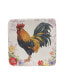 Floral Rooster Set of 4 Canape Plates, 6"