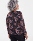 Plus Size Printed Scoop-Neck Long-Sleeve Top, Created for Macy's