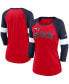 Women's New England Patriots Heather Red/Heather Navy Football Pride Raglan 3/4-Sleeve T-shirt