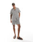 South Beach beach shirt co-ord in knit brown and white stripe