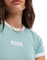 Levi's box tab logo mini ringer t-shirt in mid blue