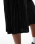 COLLUSION relaxed plisse long short in black