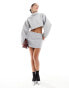 ASOS DESIGN funnel neck crop top with cocoon sleeve in grey marl co-ord