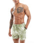 South Beach leaf print swim short in olive