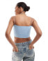 Pull&Bear 2 pack strappy tube crop top in sand and light blue