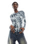 Monki long sleeve silver sequin print top