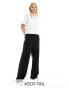 ASOS DESIGN Tall high waist seam detail trousers with linen in black