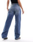 Mango straight leg jeans with pintuck detail in blue