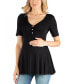 Quarter Sleeve Maternity Tunic Top with Button Detail