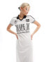 COLLUSION football collar short sleeved maxi dress in white