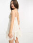 ASOS DESIGN Petite crochet halter mini dress with broderie in cream