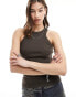 Dr Denim Amelie essential tank top in dark cedar brown