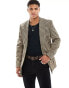 ASOS DESIGN slim longline blazer in brown puppytooth