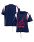 Women's Navy Atlanta Braves Cinched Colorblock T-shirt