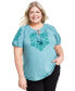 Petite Vacay Embroidered Tassel-Tie Top, Created for Macy's