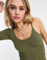 Stradivarius STR asymmetric top in khaki