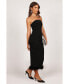 Women's Clara Feather Trim Midi Dress - Black