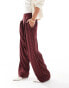 ASOS DESIGN basic pull on trouser in burgundy stripe