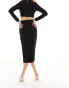 New Look embellished trim midi skirt with split in black