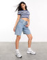 ASOS DESIGN Weekend Collective longline denim shorts in light blue wash