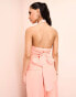 ASOS LUXE halter neck tailored waist coat with bow back detail in peach