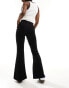 Monki jersey flare leg trousers in black