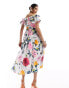 Hope & Ivy off shoulder maxi dress with shirred detail in bright floral