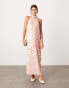 ASOS EDITION embellished matte disc sequin column midi dress in light pink