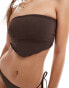 Threadbare bandeau handkerchief bikini set with tie side bottoms and matching headscarf in chocolate brown