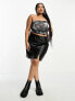 Noisy May Curve faux leather mini skirt with slit in black