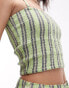 Topshop beach shirred cami top in green stripe