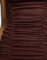 ASOS DESIGN high neck ruched mini dress in chocolate