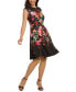 Petite Split-Neck Floral-Print Fit & Flare Dress