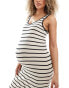 Mamalicious Maternity scoop neck sleevless maxi dress in cream stripe