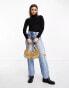 Object long sleeve roll neck knitted top in black