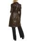 Badgley Mischka Triss Double-Breasted Leather Trench Coat Women's