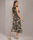 Donna Karan Women's Printed Sleeveless Belted Midi Dress